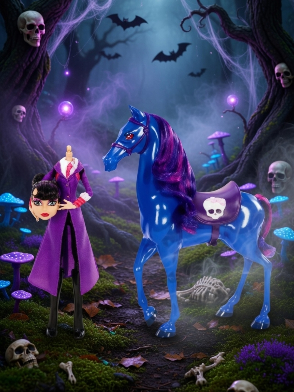 ♾️♡Monster High Headless Headmistress Bloodgood & Nightmare 2-Pack